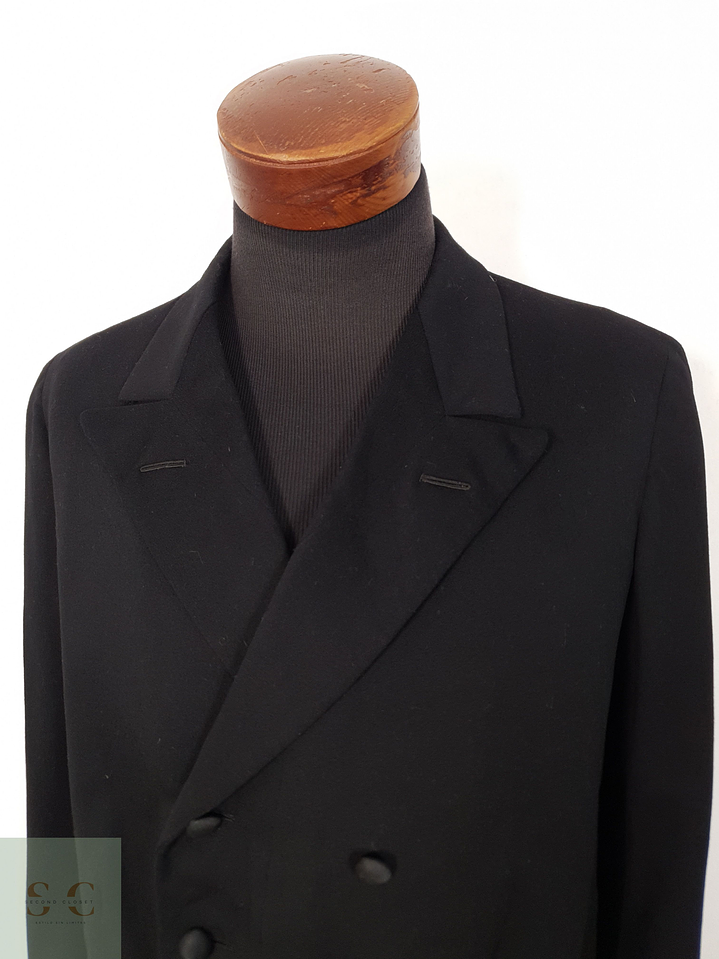 Abrigo Hombre Vintage Negro cruzado Talla S 7
