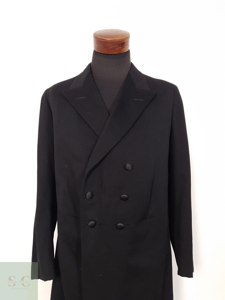 Abrigo Hombre Vintage Negro cruzado Talla S 8