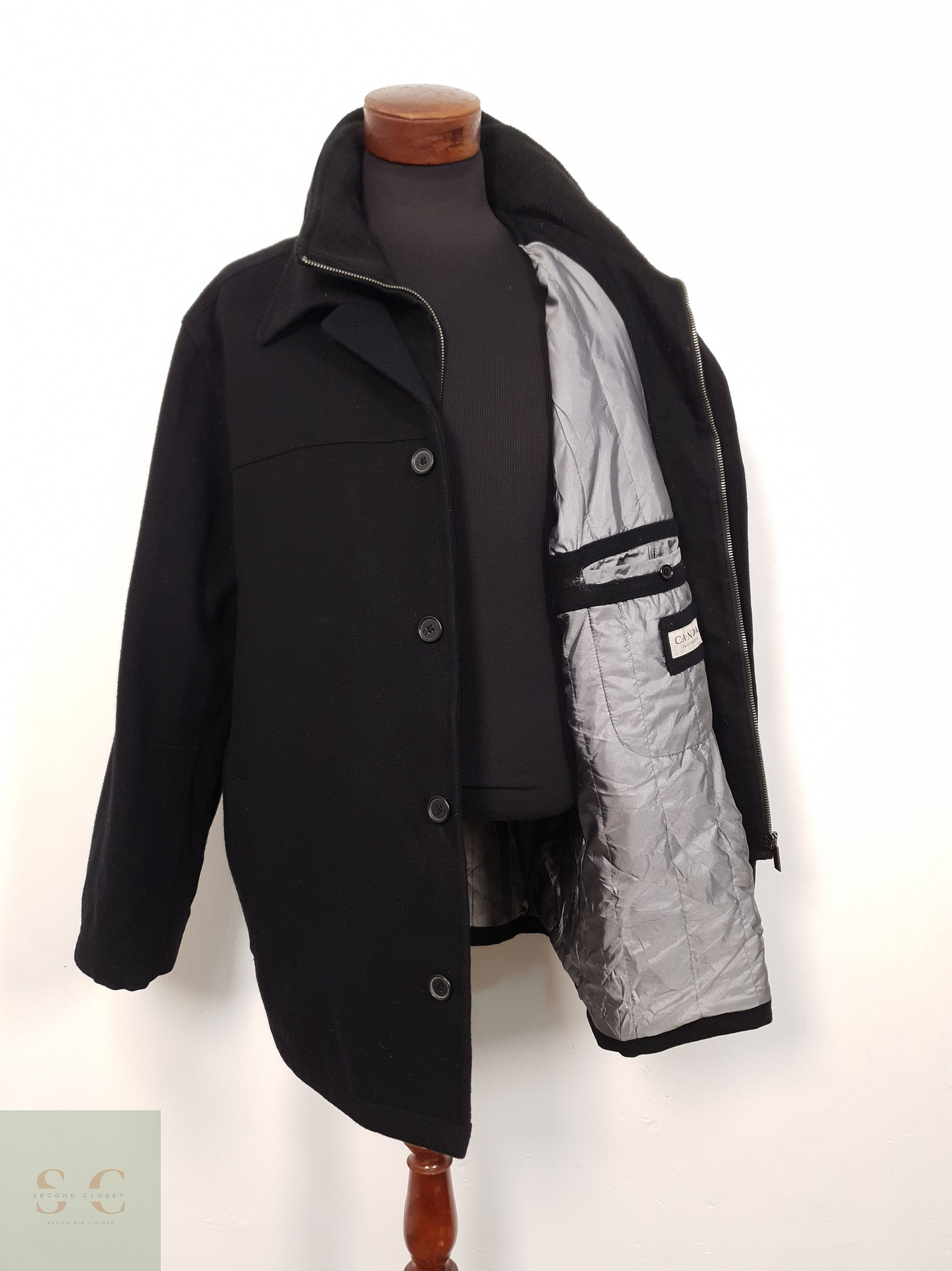 Abrigo Hombre Canda 60 lana Negro Talla XXL 4