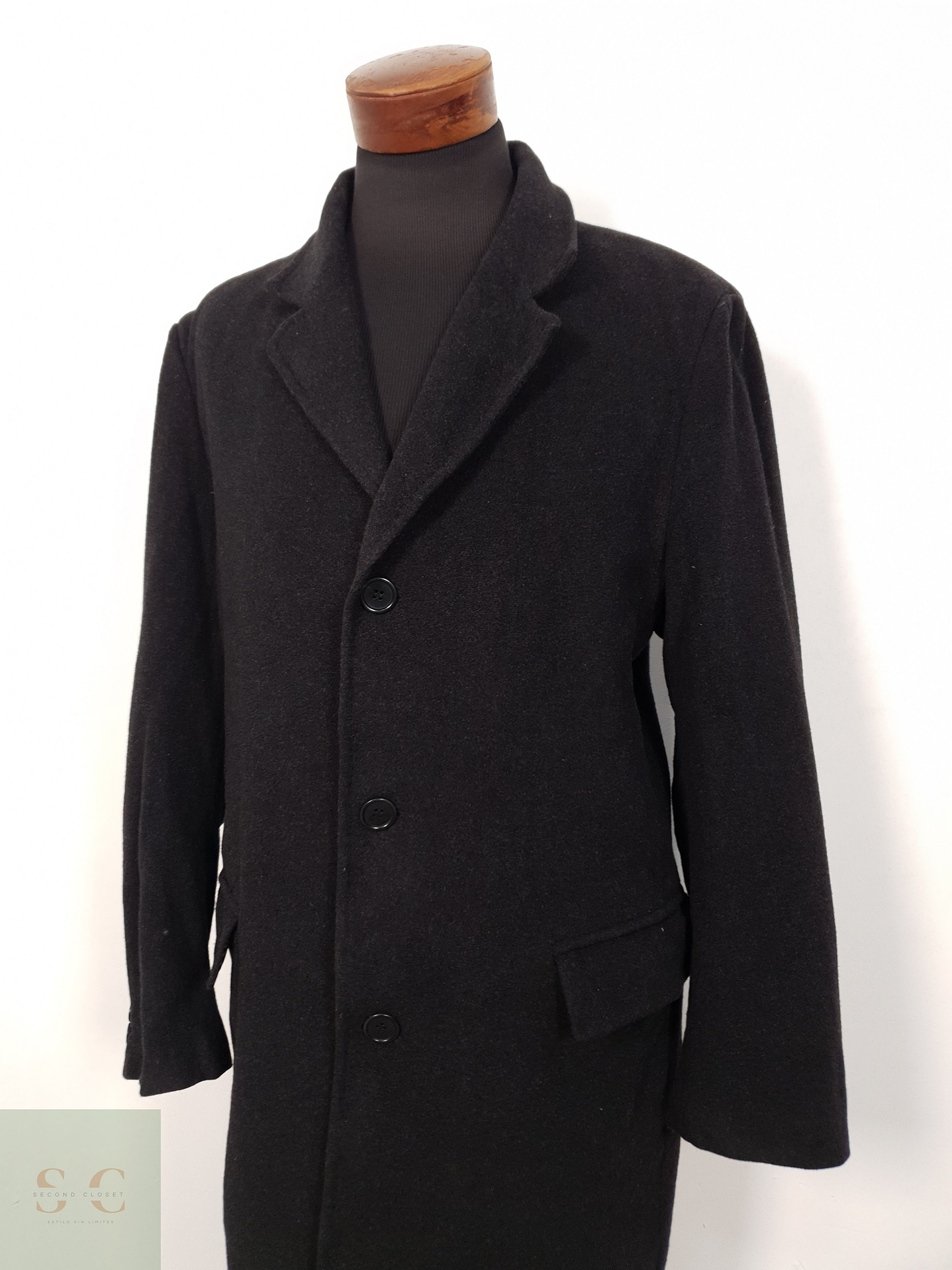 Abrigo Hombre Zara 65 lana 15 cashmere Plomo Talla LXL 2