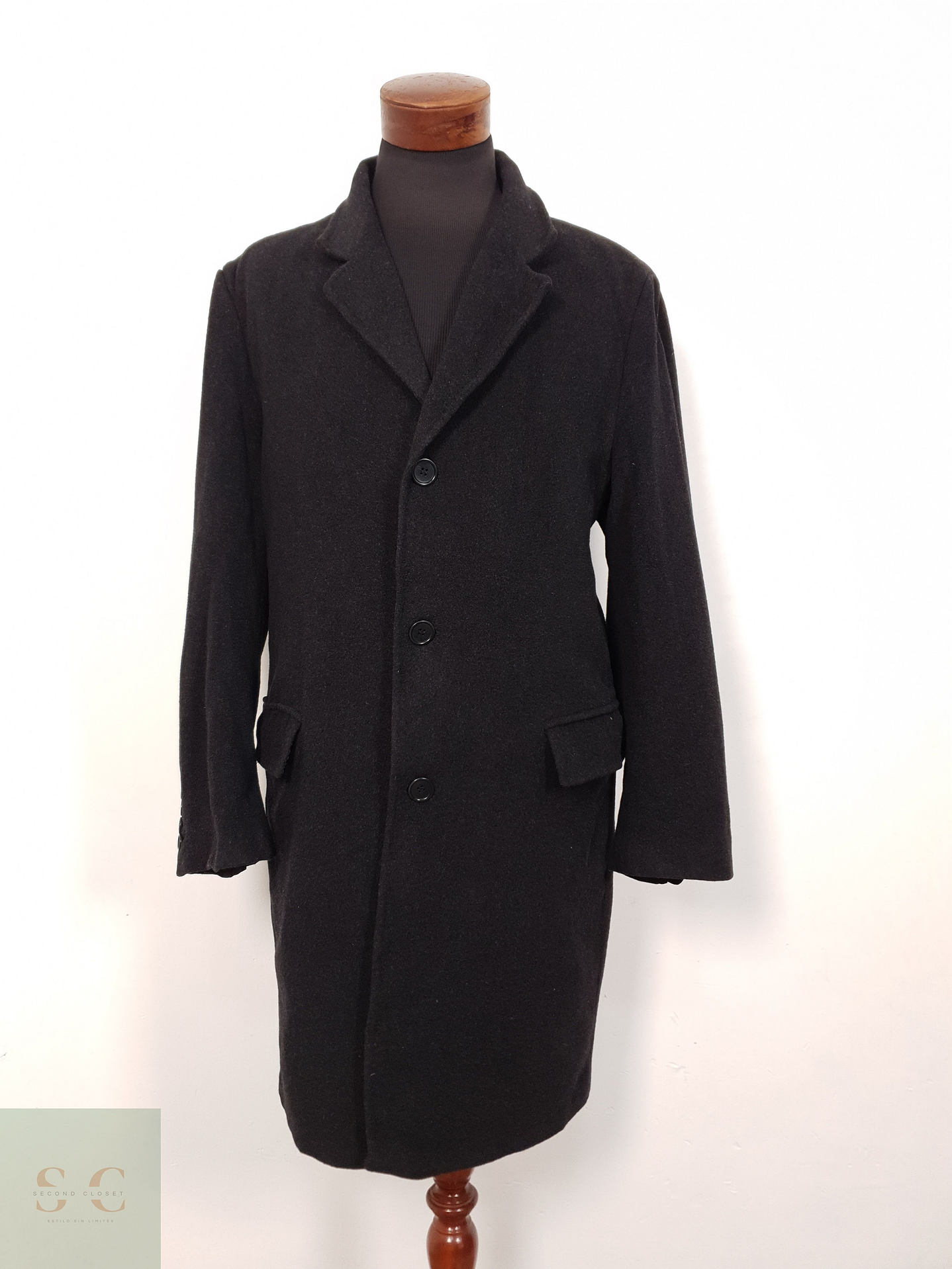 Abrigo Hombre Zara 65 lana 15 cashmere Plomo Talla LXL 1