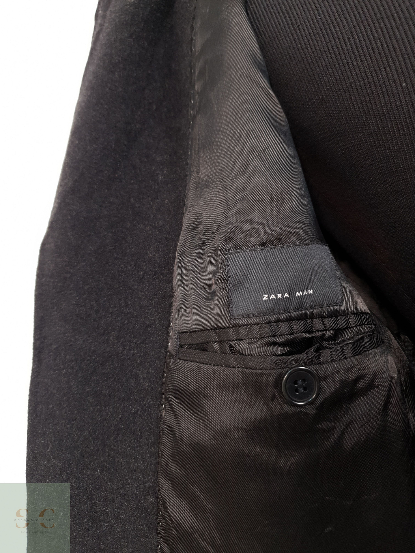 Abrigo Hombre Zara 65 lana 15 cashmere Plomo Talla LXL 5