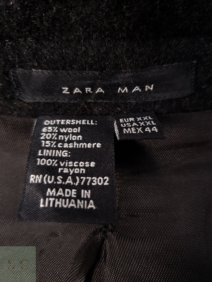 Abrigo Hombre Zara 65 lana 15 cashmere Plomo Talla LXL 8