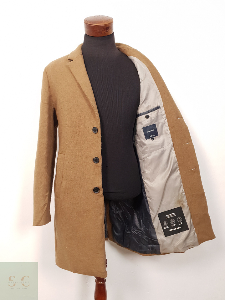Abrigo Hombre Jack & Jones lana reciclada Camel Talla SM 4