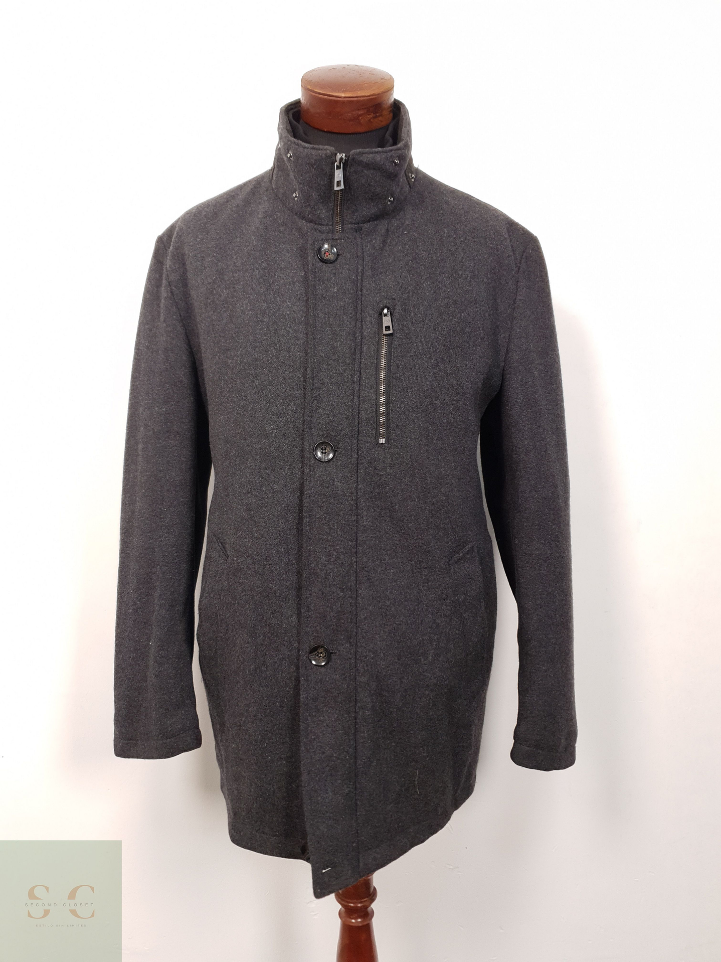 Abrigo Hombre Bugatti Plomo Talla XL 1