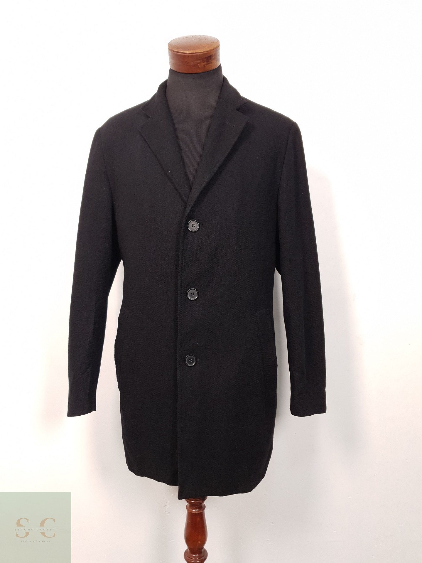 Abrigo Hombre Biaggini 70 lana virgen Negro Talla L 1