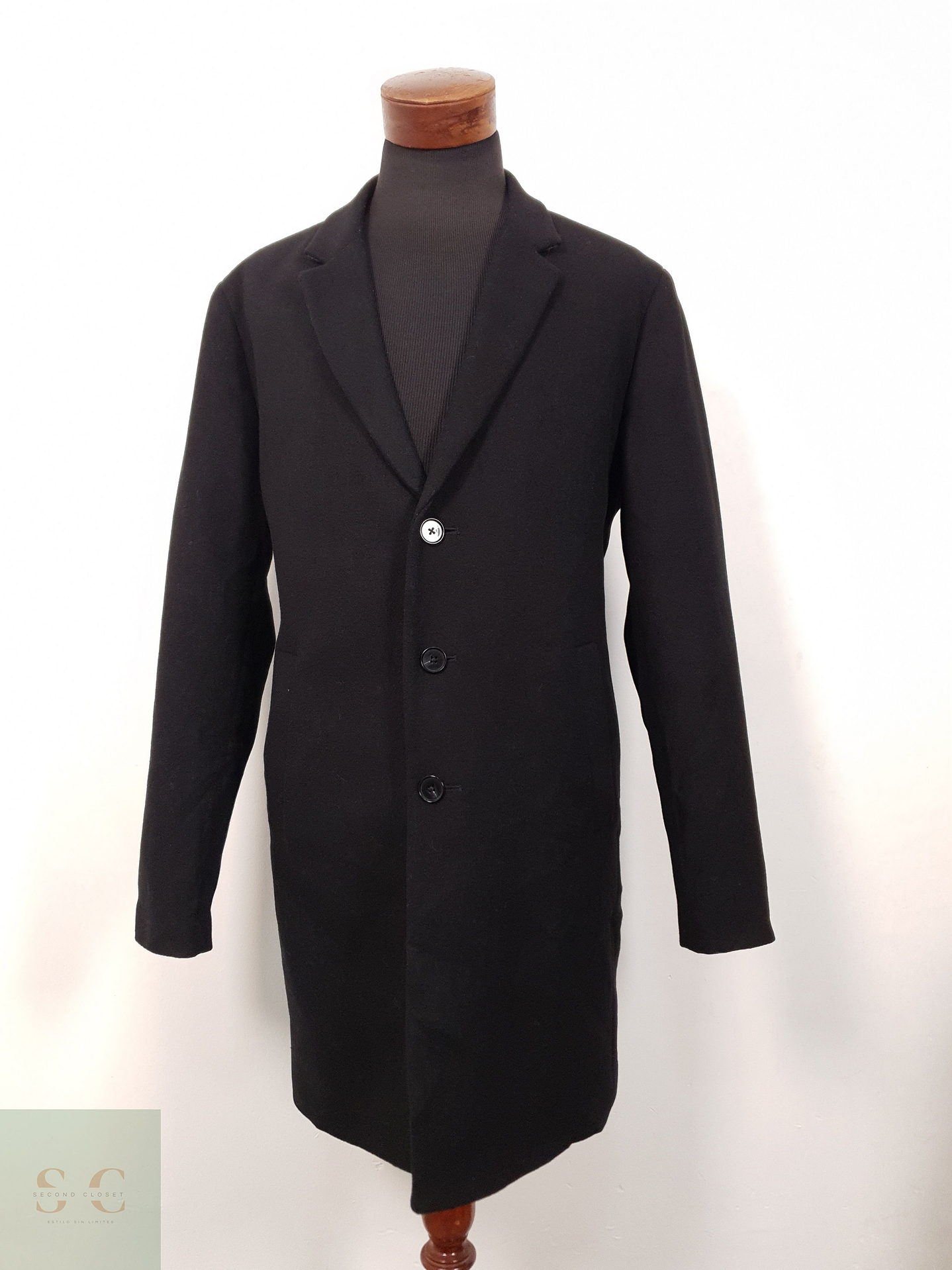 Abrigo Hombre Jack & Jones mezcla lana Negro Talla L 2