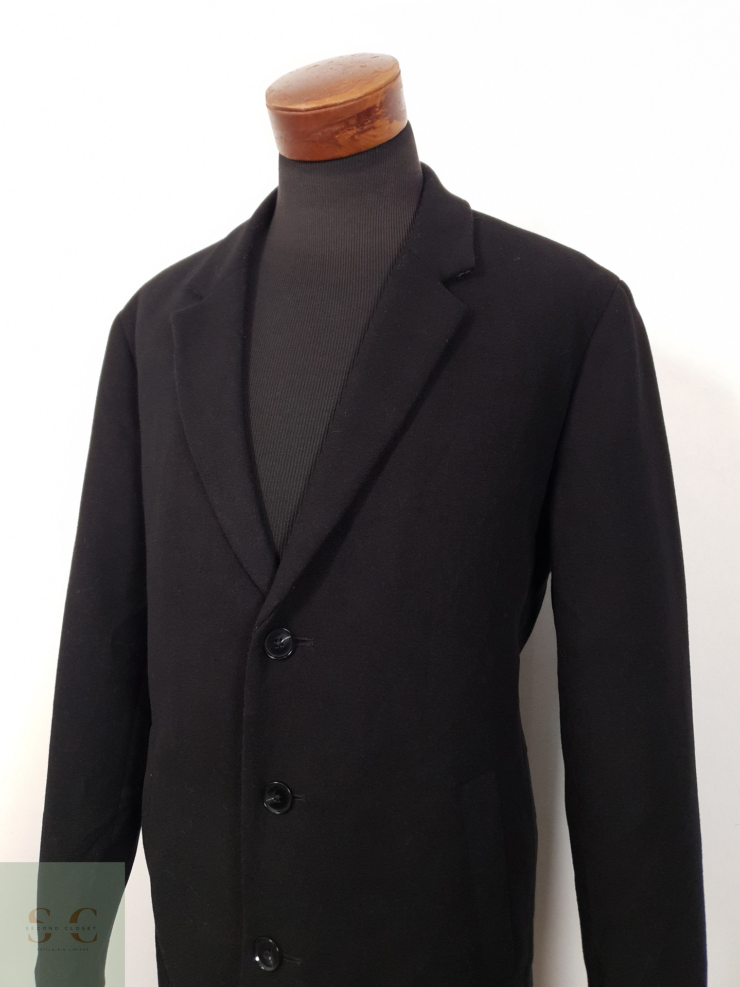 Abrigo Hombre Jack & Jones mezcla lana Negro Talla L 6