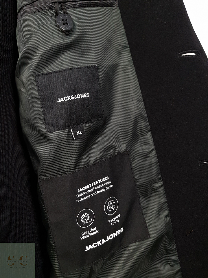 Abrigo Hombre Jack & Jones mezcla lana Negro Talla L 8