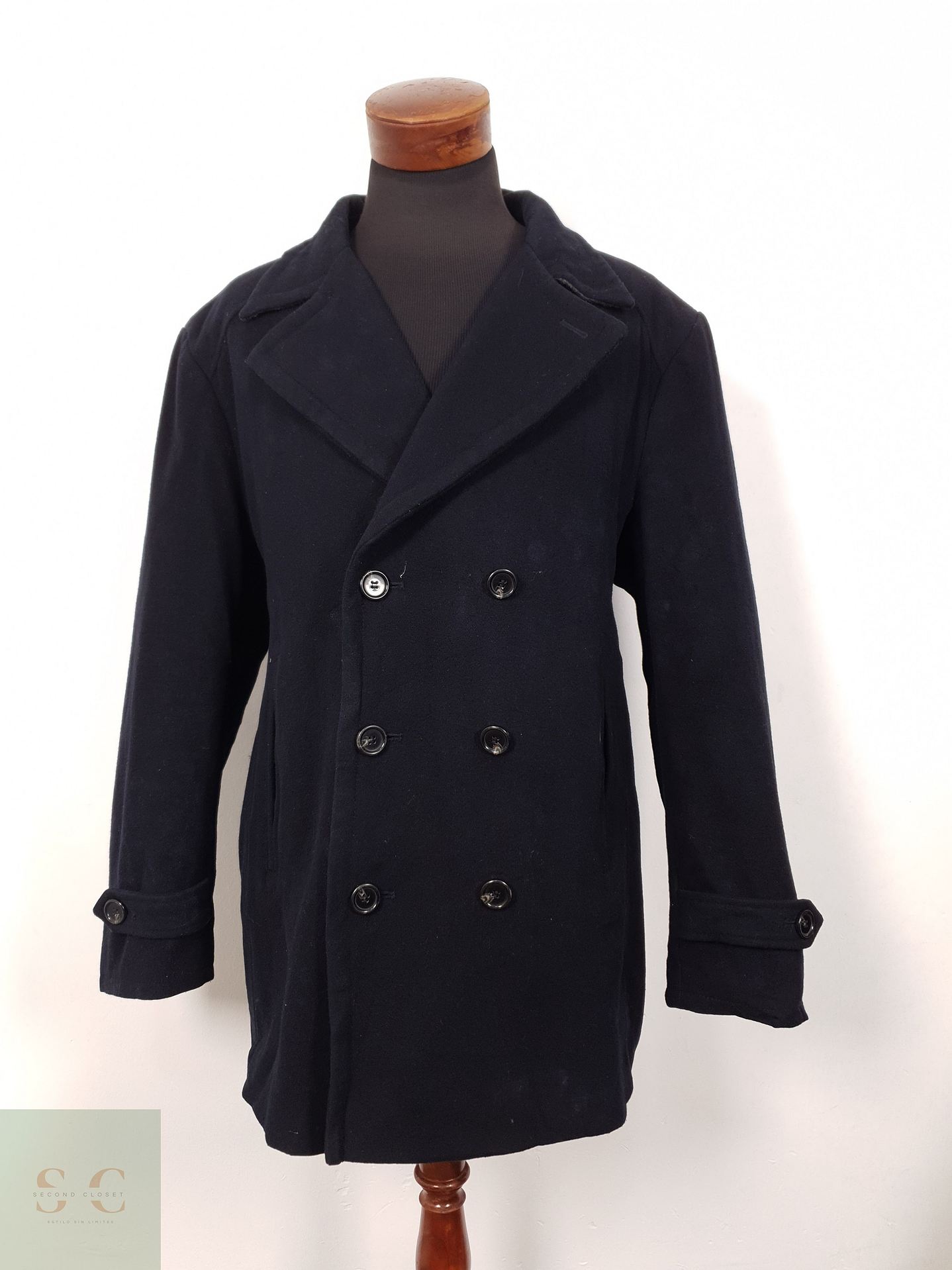 Abrigo Hombre Vintage lana Marinero azul Talla XXL 1