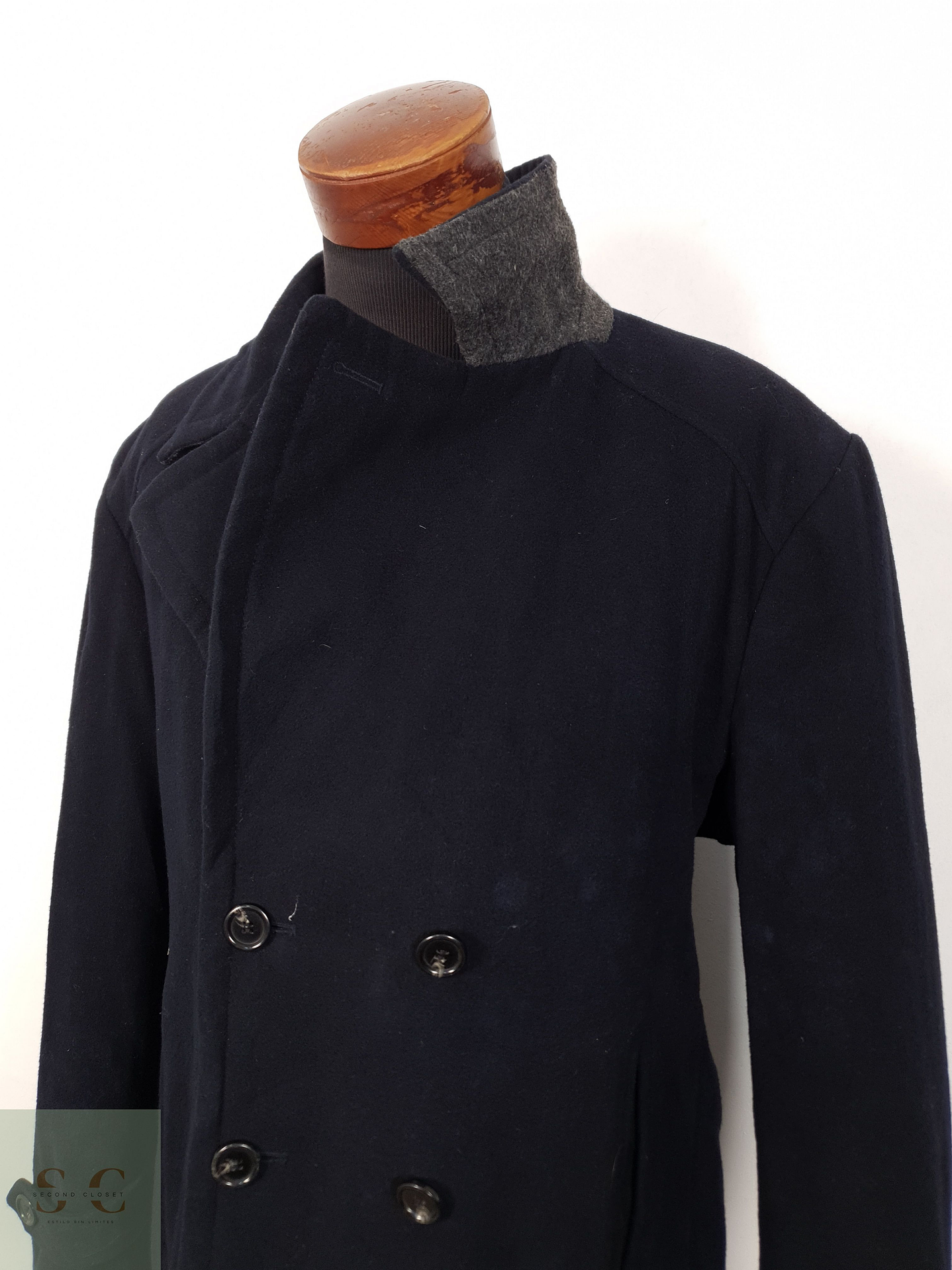 Abrigo Hombre Vintage lana Marinero azul Talla XXL 4