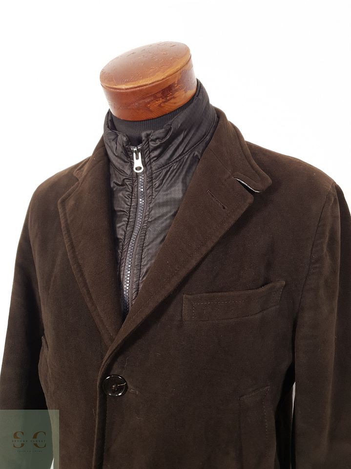 Abrigo Hombre Vintage algodon Cafe Talla SM 4