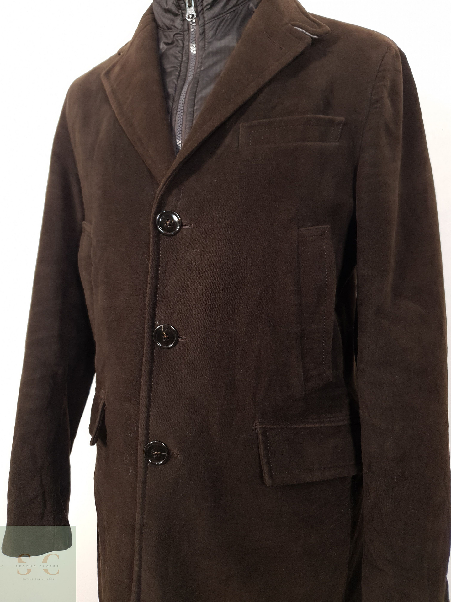 Abrigo Hombre Vintage algodon Cafe Talla SM 7