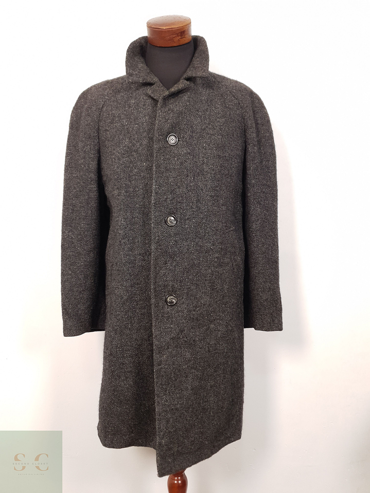 Abrigo Hombre Harris Tweed lana Plomo vintage Talla XL 1
