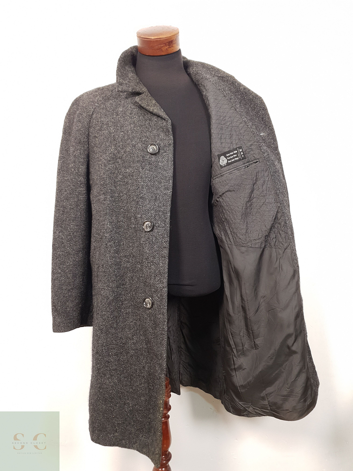 Abrigo Hombre Harris Tweed lana Plomo vintage Talla XL 2