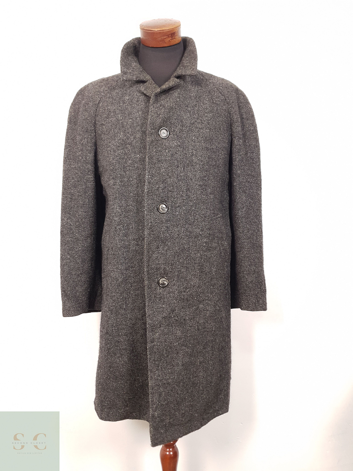 Abrigo Hombre Harris Tweed lana Plomo vintage Talla XL 3
