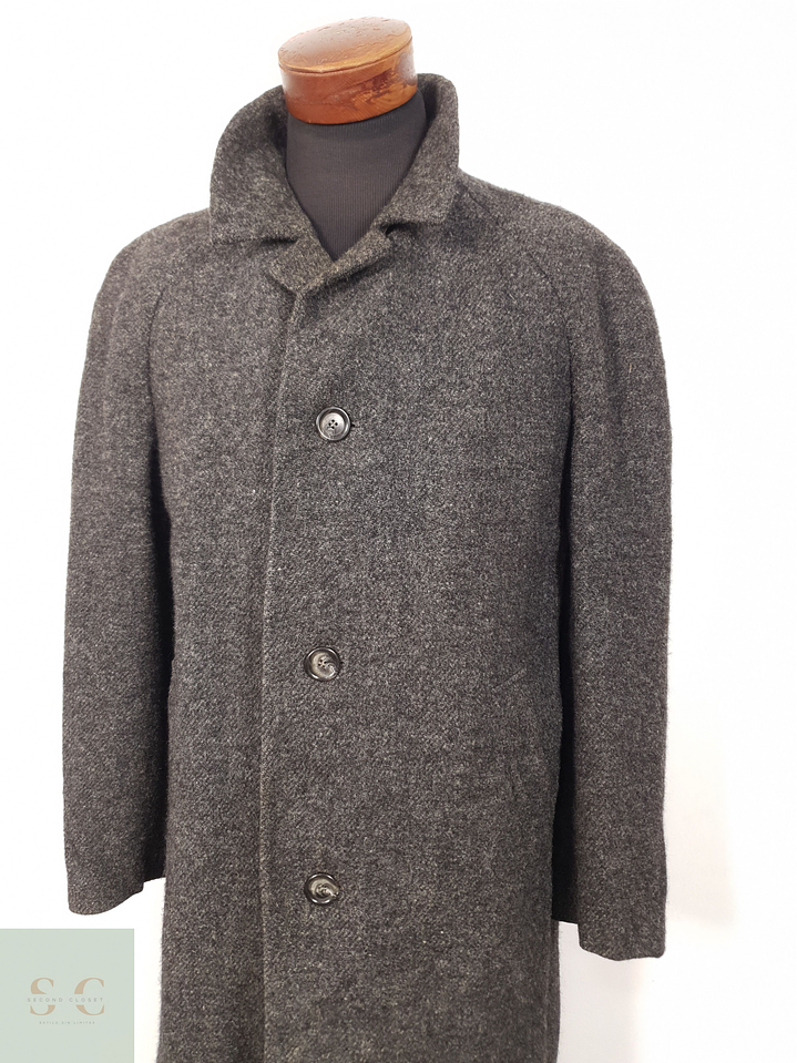 Abrigo Hombre Harris Tweed lana Plomo vintage Talla XL 4
