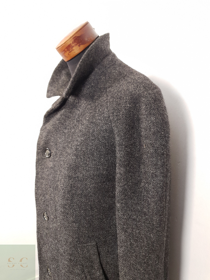 Abrigo Hombre Harris Tweed lana Plomo vintage Talla XL 5
