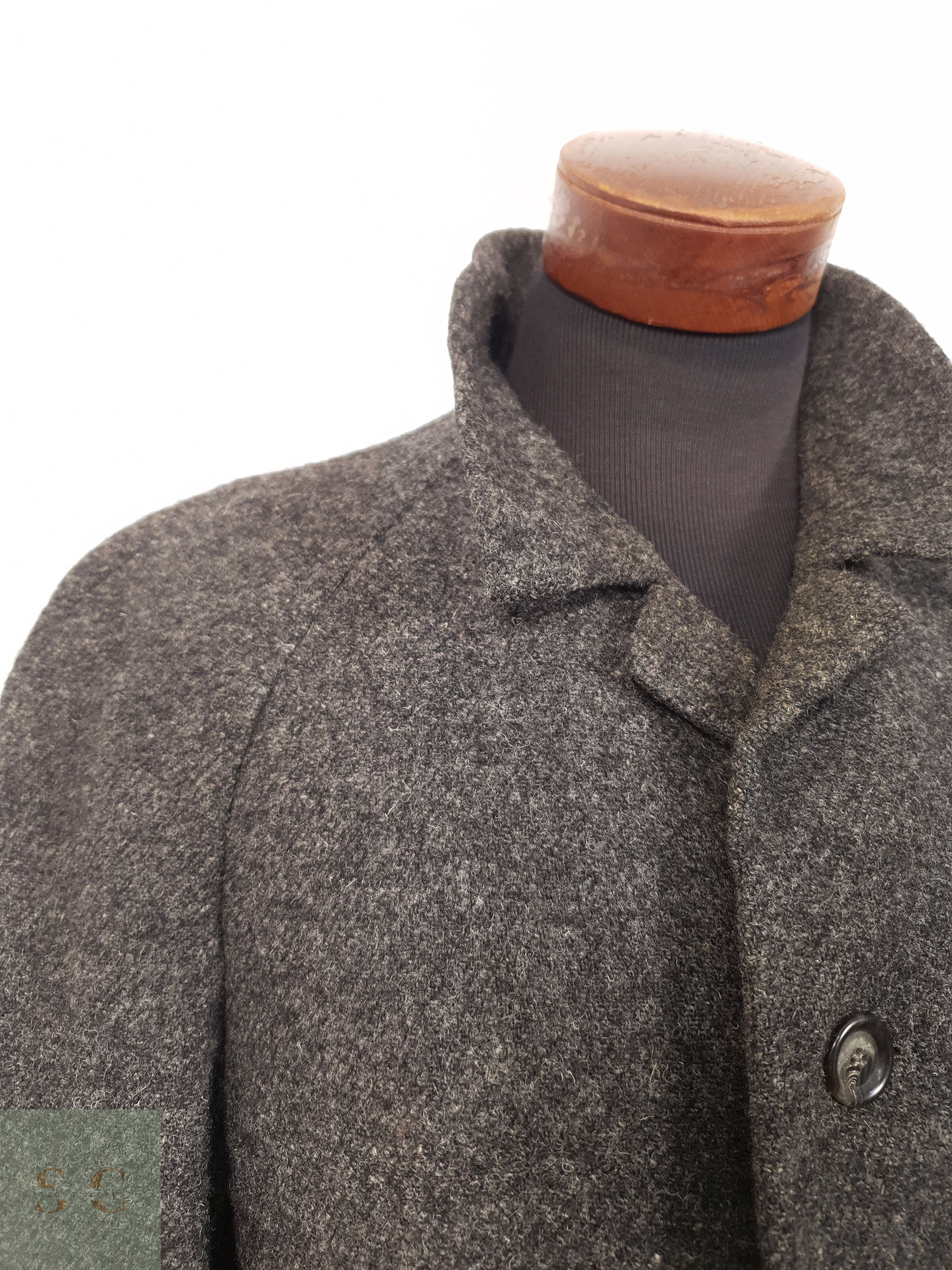 Abrigo Hombre Harris Tweed lana Plomo vintage Talla XL 6
