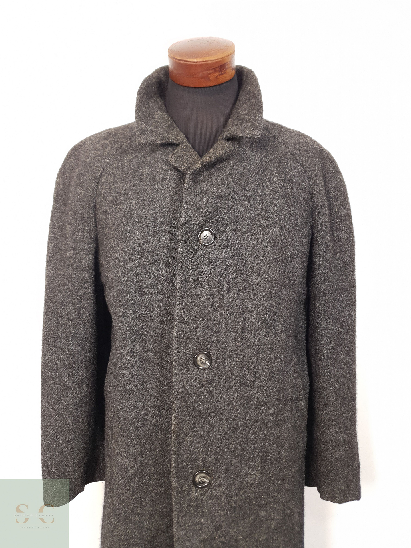 Abrigo Hombre Harris Tweed lana Plomo vintage Talla XL 7