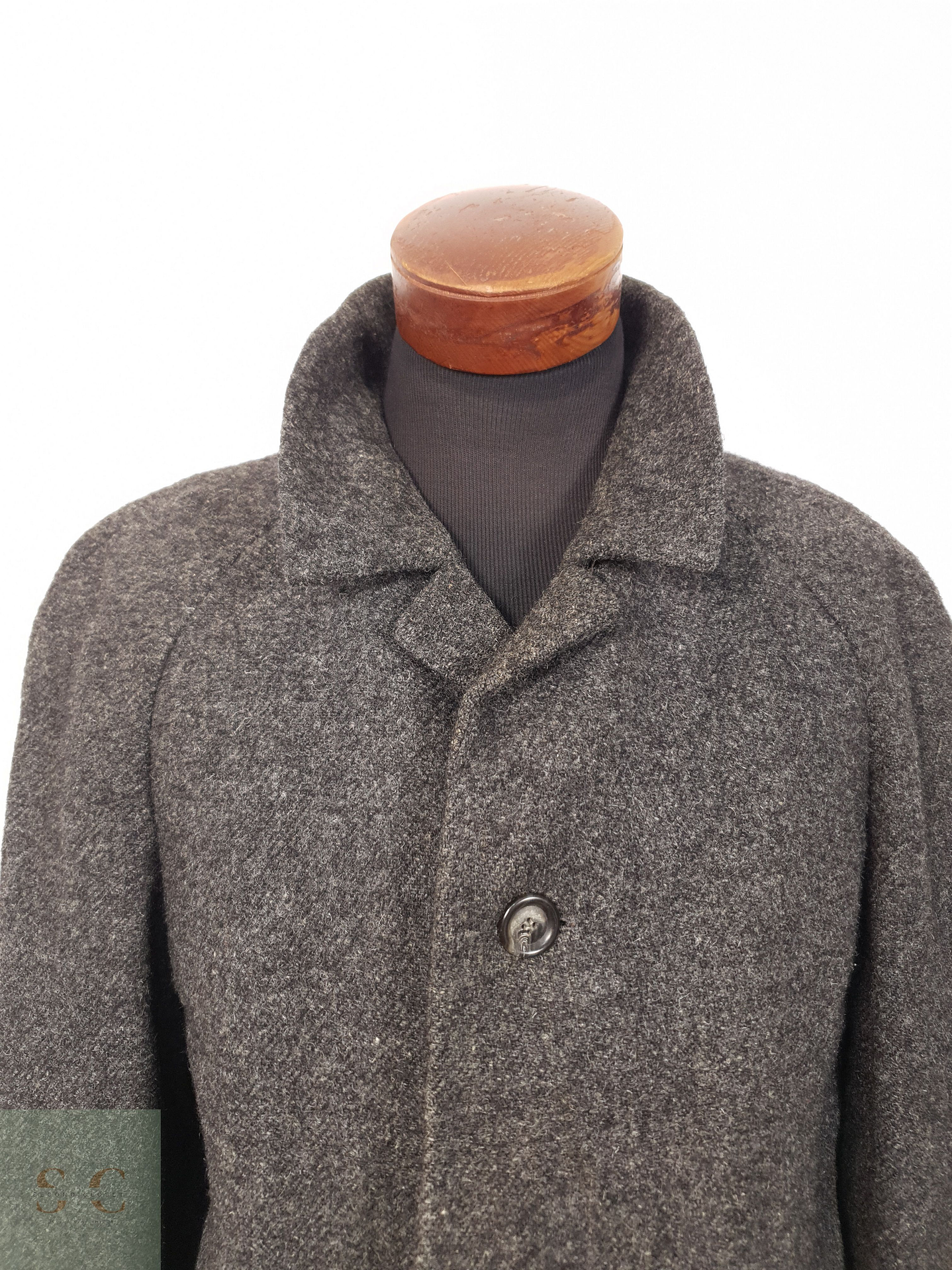Abrigo Hombre Harris Tweed lana Plomo vintage Talla XL 9