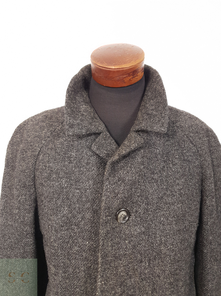 Abrigo Hombre Harris Tweed lana Plomo vintage Talla XL 9