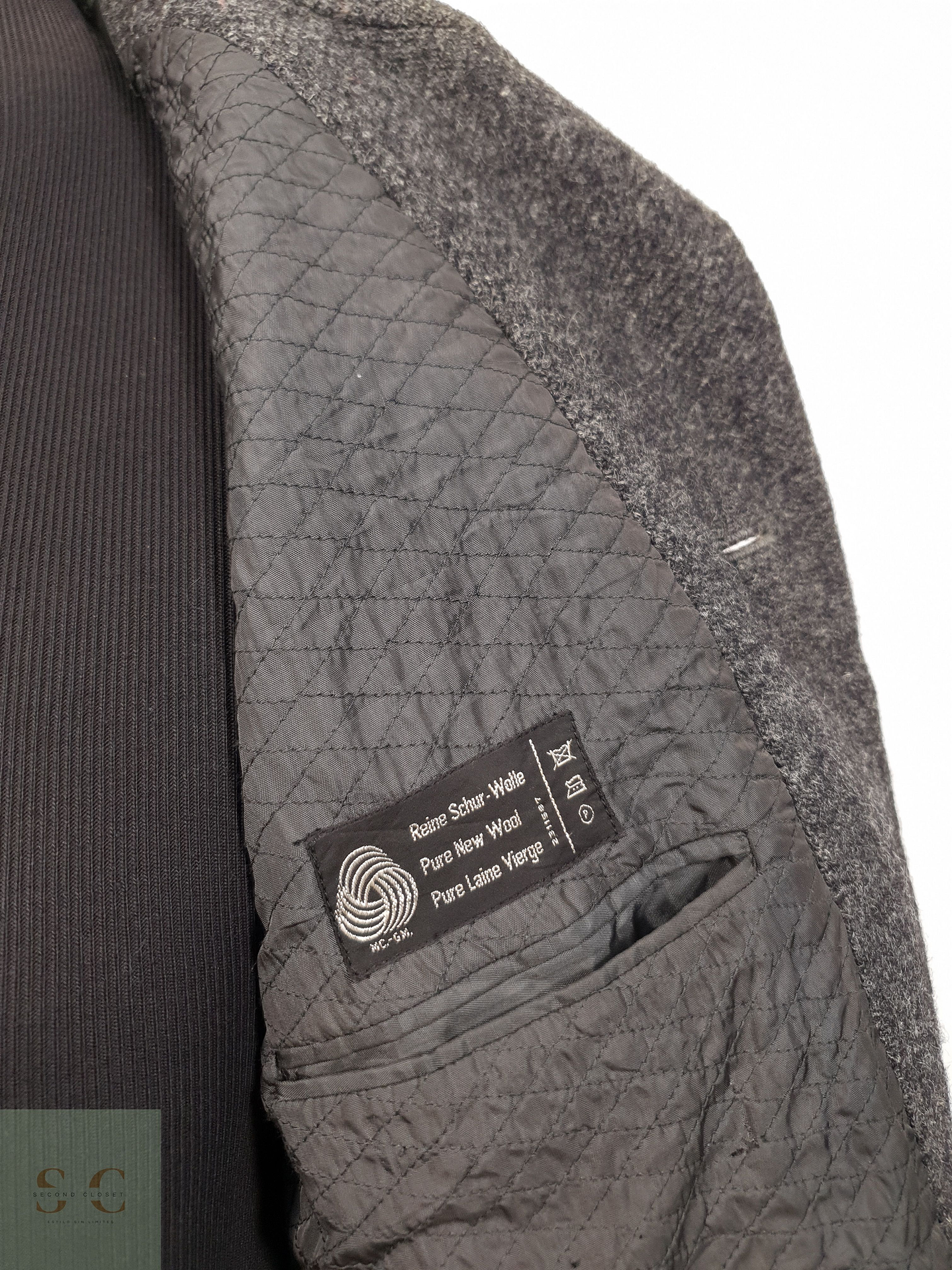 Abrigo Hombre Harris Tweed lana Plomo vintage Talla XL 10