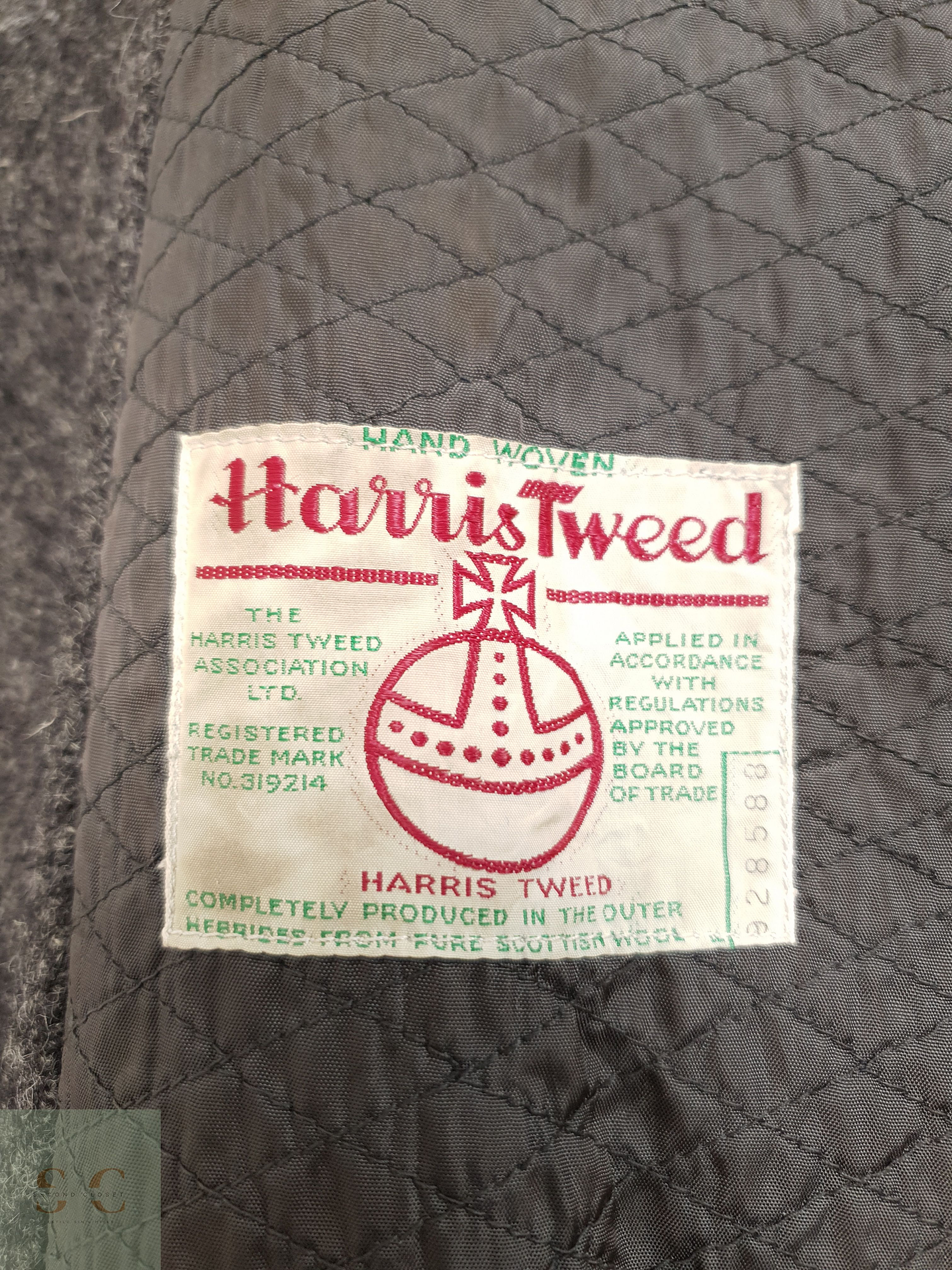 Abrigo Hombre Harris Tweed lana Plomo vintage Talla XL 11