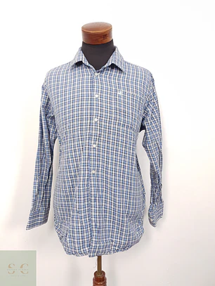 Camisa Hombre Marco Donati Azul Celeste Cuadros Talla M