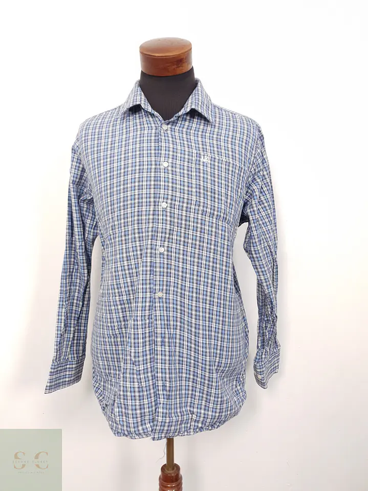 Camisa Hombre Marco Donati Azul Celeste Cuadros Talla M 1