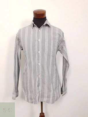 Camisa Hombre Camel Gris Rayas Talla XL