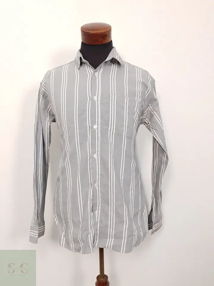 Camisa Hombre Camel Gris Rayas Talla XL 1