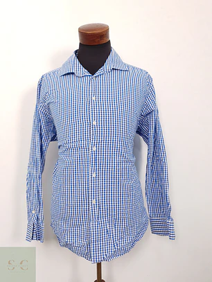 Camisa Hombre MC Neal Celeste Cuadros Talla XXL