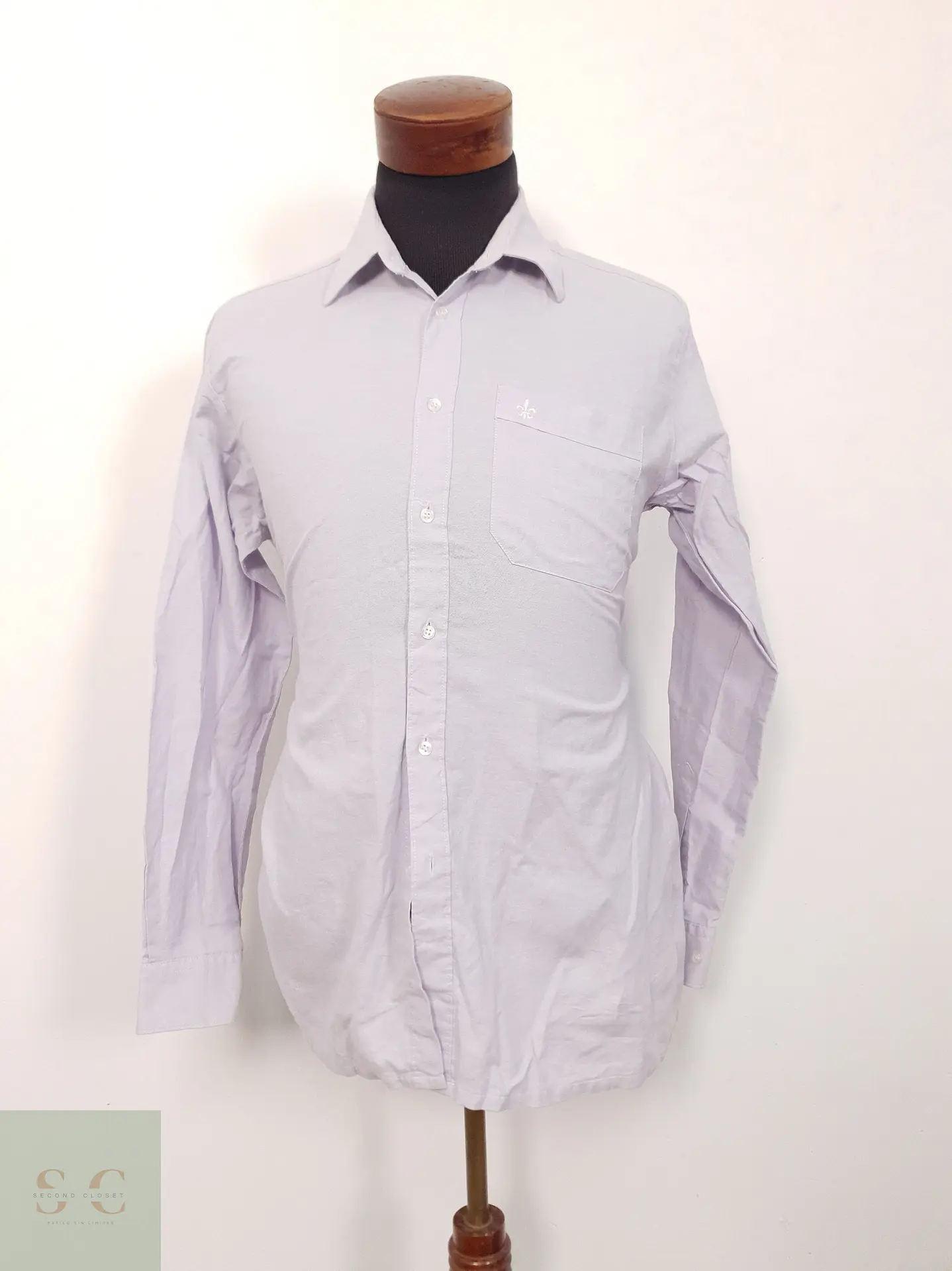 Camisa Hombre Vintage Violeta Liso Talla M 1