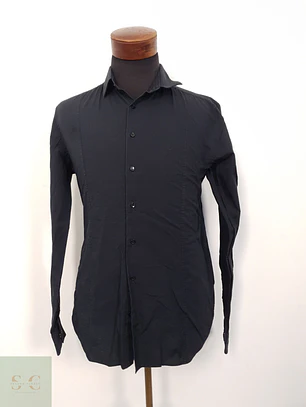Camisa Hombre Calvin Klein Negro Liso Talla M SLIM