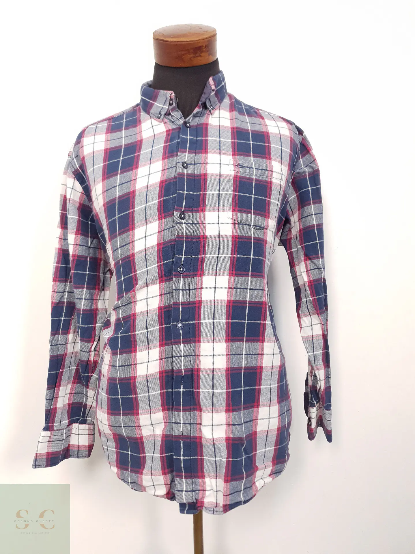 Camisa Hombre Casamoda Azul Rojo Cuadros Talla XXL 1