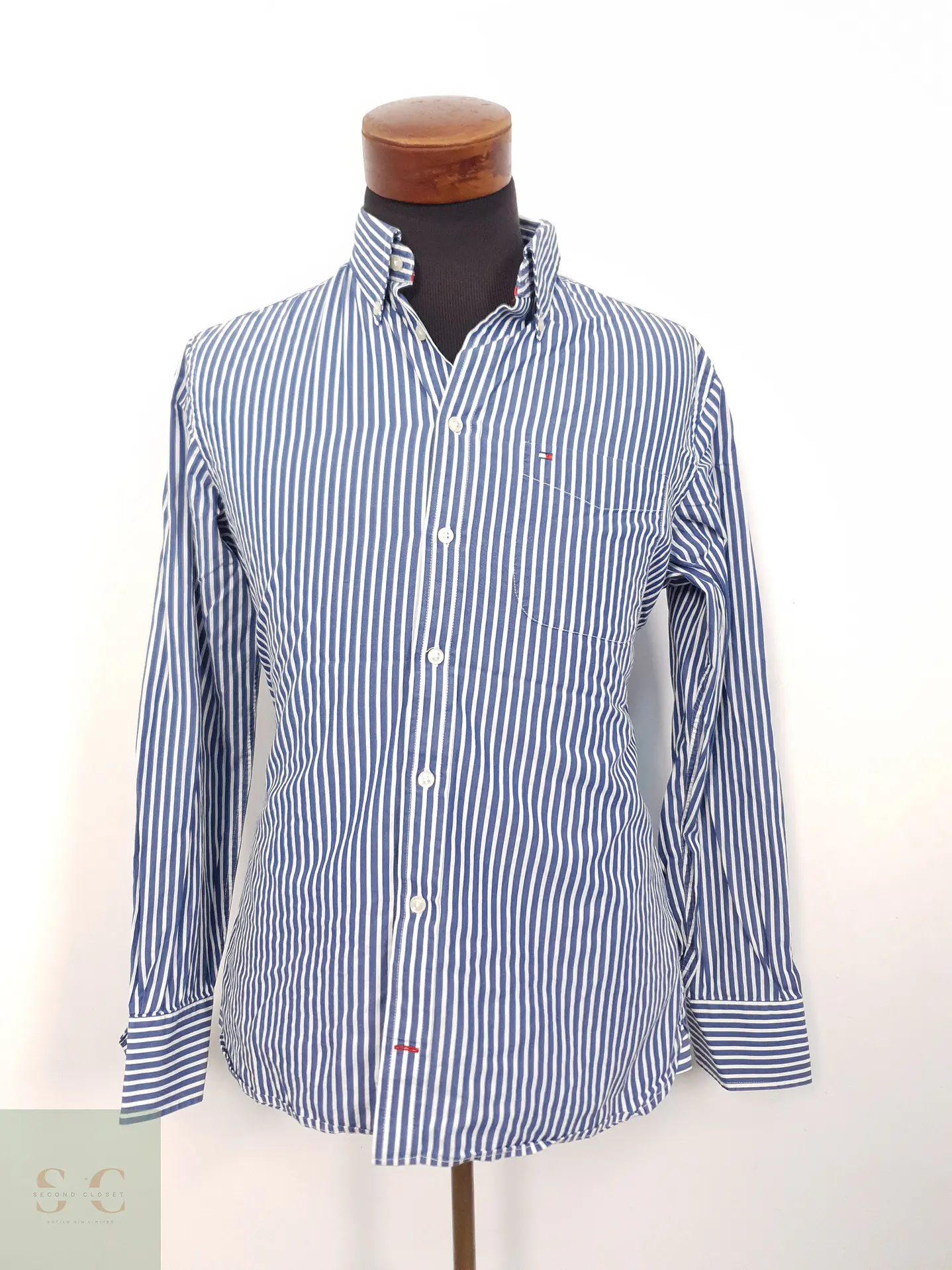 Camisa Hombre Tommy Hilfiger Azul Rayas Talla M 1
