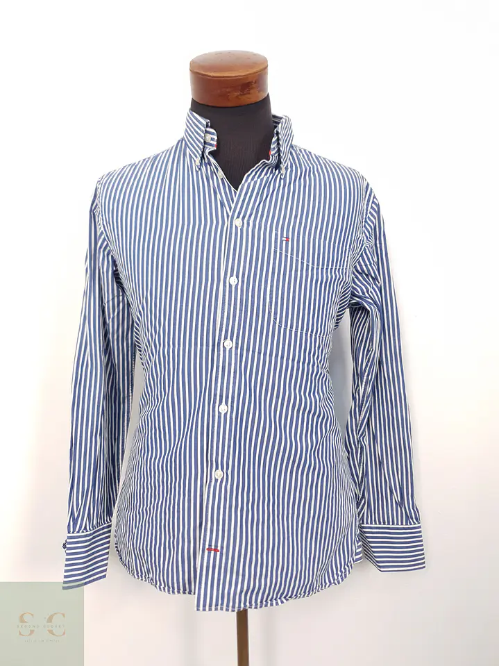 Camisa Hombre Tommy Hilfiger Azul Rayas Talla M 1