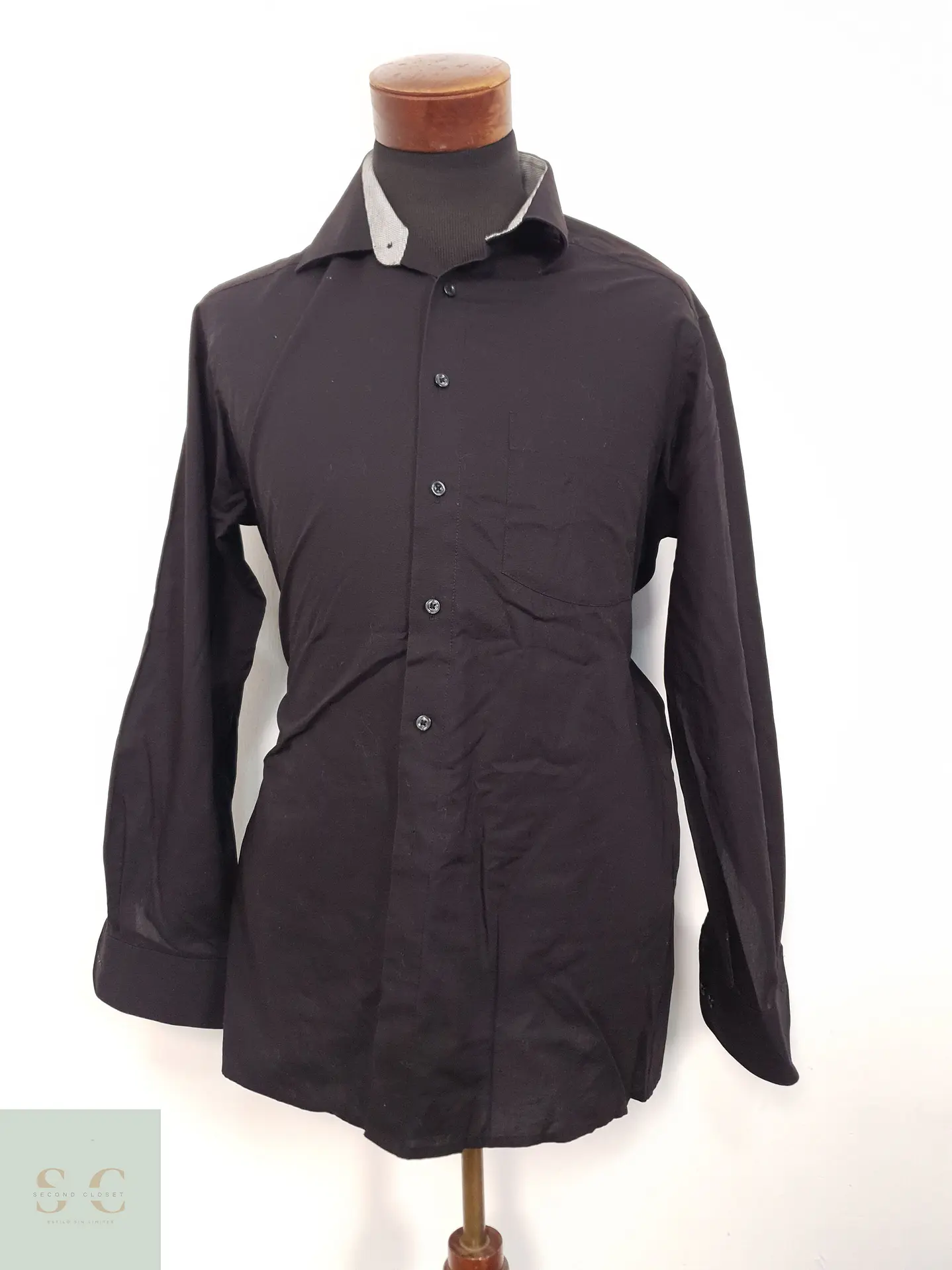 Camisa Hombre Royal Class Negro Liso Talla L 1