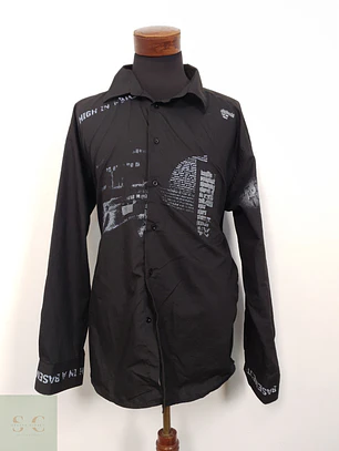 Camisa Hombre Vintage Negro Letras Talla XXXL