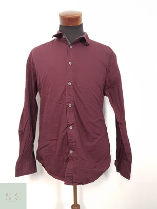 Camisa Hombre Tom Tailor Burdeos Microdibujo Talla XL