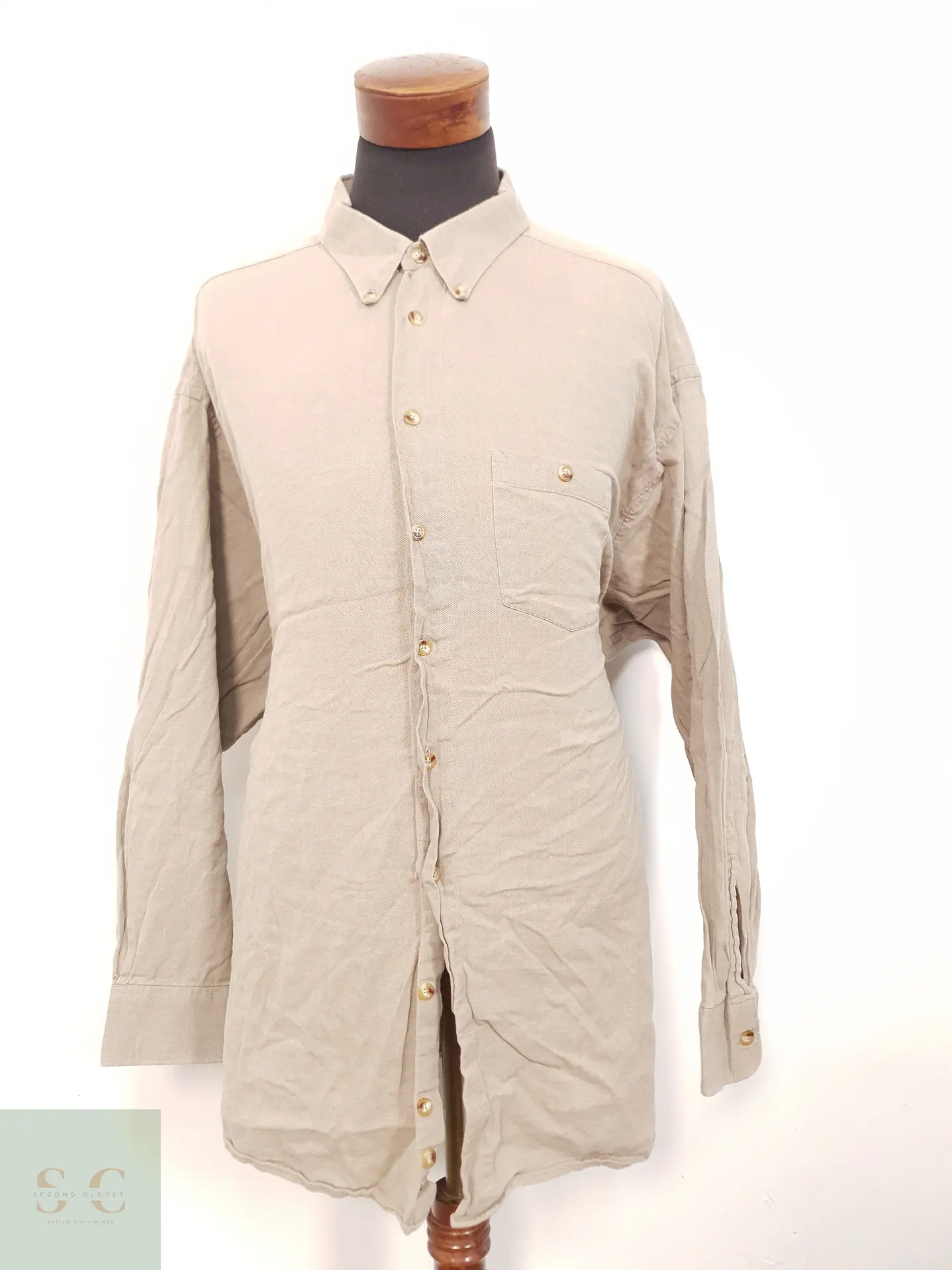 Camisa Hombre Casamoda Beige Liso Talla 6XL 1