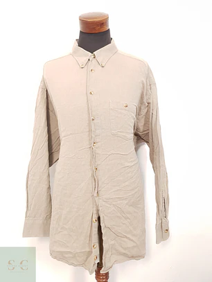 Camisa Hombre Casamoda Beige Liso Talla 6XL