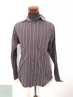 Camisa Hombre TCM Negro Gris Rayas Talla L