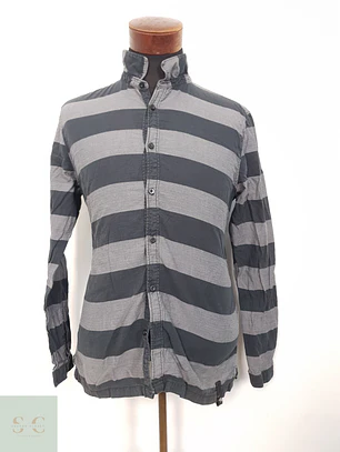 Camisa Hombre Vintage Gris Negro Talla L