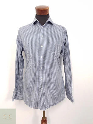 Camisa Hombre Nobel Ligue Azul Negro Microcuadros Talla M