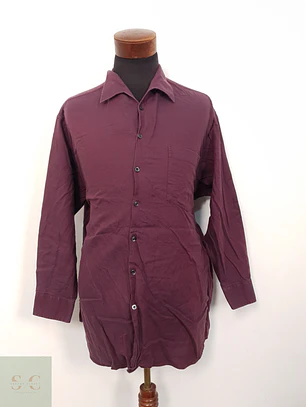 Camisa Hombre Vintage Burdeos Liso Talla XXXL