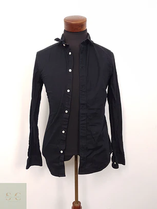 Camisa Hombre H&M Negro Lisa Talla S SLIM FIT