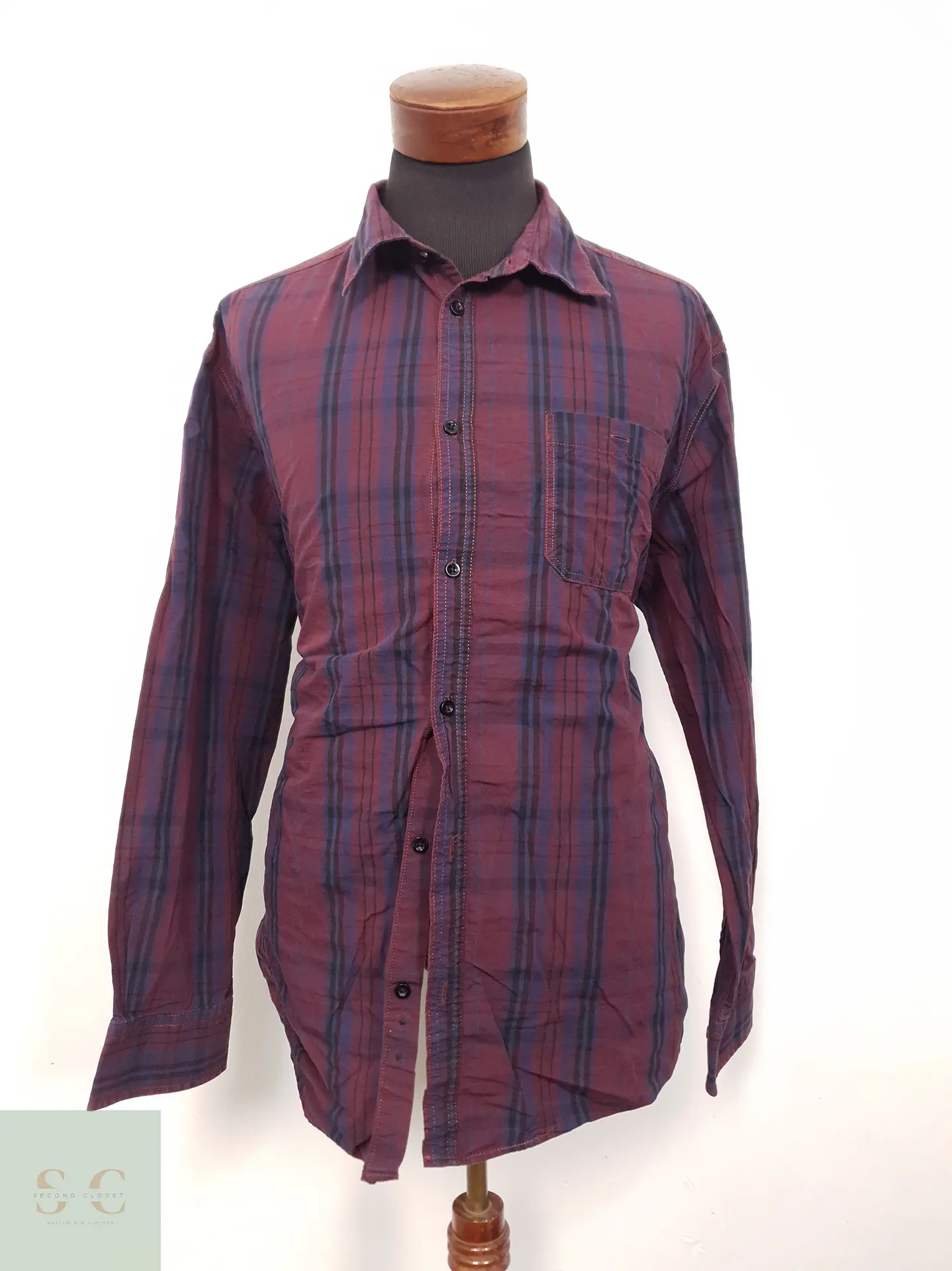 Camisa Hombre Reward Burdeos Cuadros Talla XXL 1