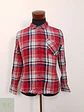 Camisa Hombre Vintage Rojo Azul Cuadros Talla M - Miniatura 1